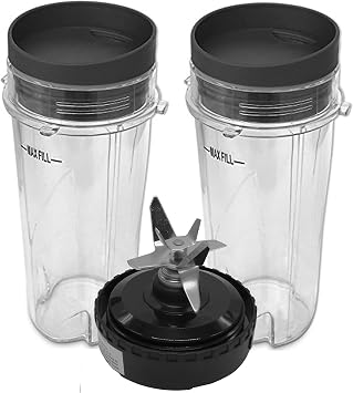 Replacement 16oz cup with lid and extractor blade,Compatible with Ninja Kitchen System Pulse Blender BL200 30/ BL201 30/BL201C 30/BL203QBK 30 /BL203OCN 30/ BL203QB 30 Bl210cup with seal lid