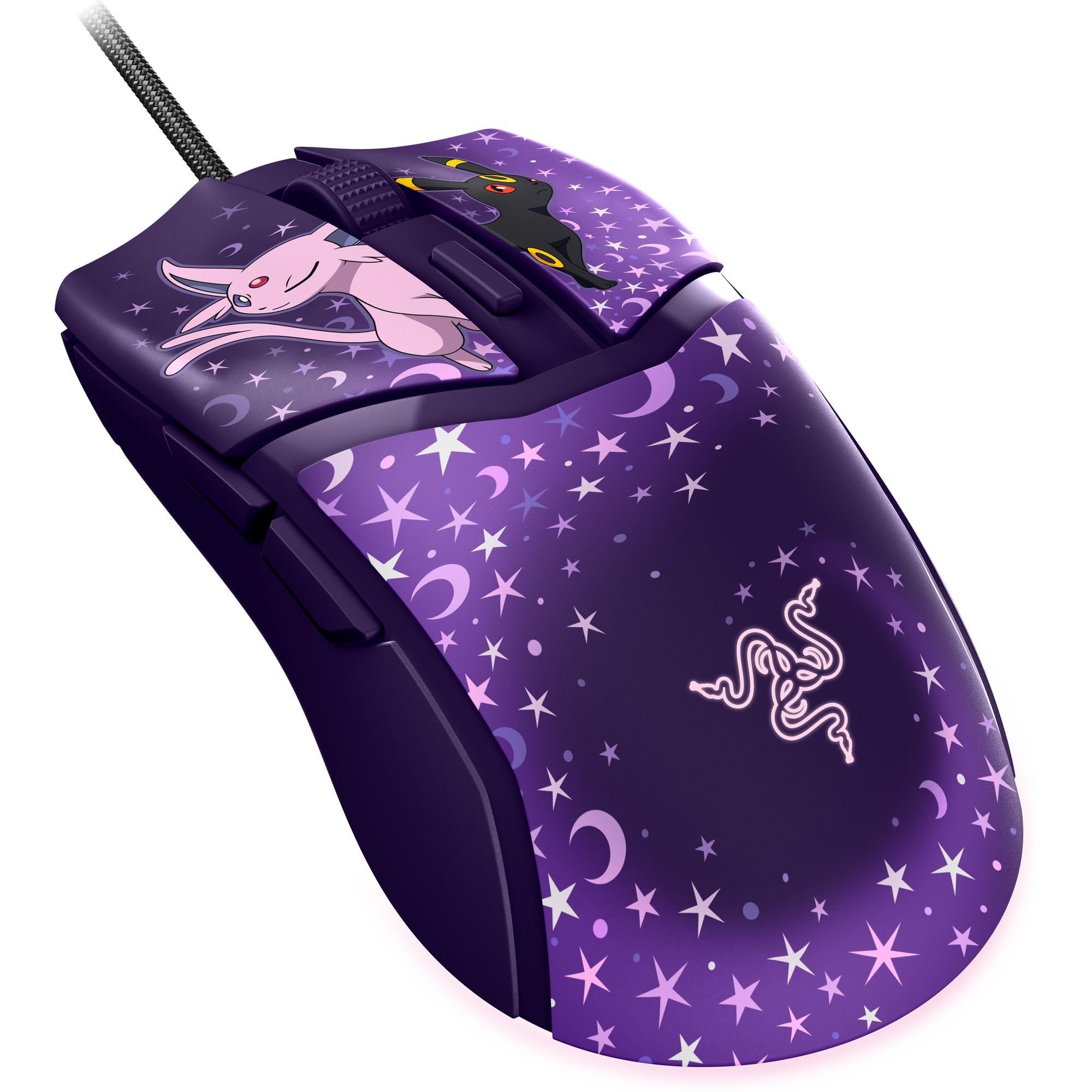 Razer Cobra Pokémon Espeon & Umbreon Edition - Mouse da gioco leggero con cavo e illuminazione Chroma RGB - 58 g - 8500 DPI - Cavo Speedflex | Edizione Espeon & Umbreon