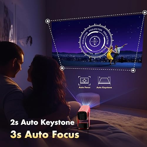 Miniatura 5 de Mini proyector con WIFI y Bluetooth, soporte integrado e inclinación de 270, alcance corto de 3 pies para pantalla de 150 pulgadas, compatible con