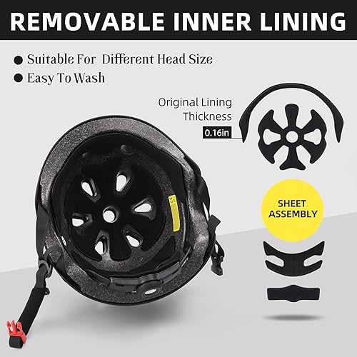 Miniatura 3 de Casco para bicicleta, scooter, patinaje en línea, patinaje en línea, ajustable y multideportivo para casco de patinaje, 3 tamaños para adultos y