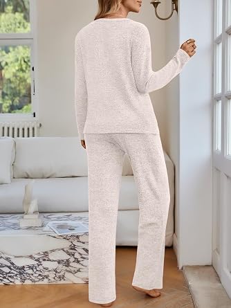 LILLUSORY Womens 2 Piece Lounge Sets Fall Outfits Airport Travel Sweatsuits | Comfy Comfrt Sweat Set, Cute Matching Pajamas Pjs, Fashion Henley Loungewear, 2026 Winter Clothes