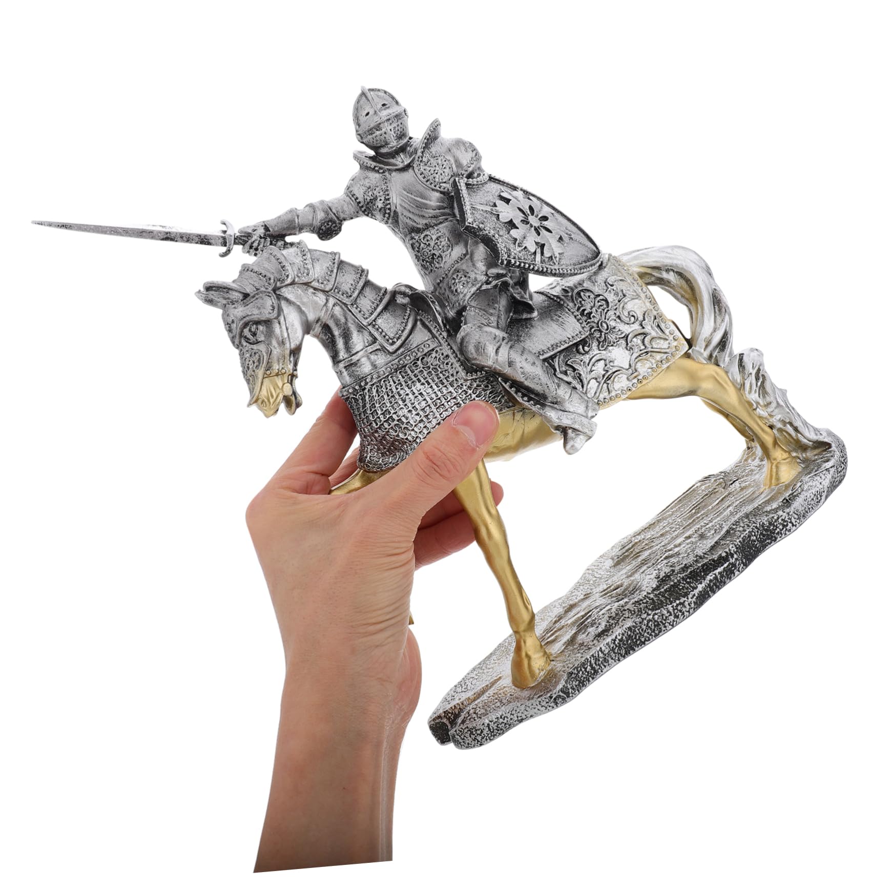 KOMBIUDA Vintage Guard Statue aus Kunstharz in Silber, Detailreich | Tischdeko, Büro und Wohnzimmer, Mittelalterliche Miniatur mit Retro Elegantem Look