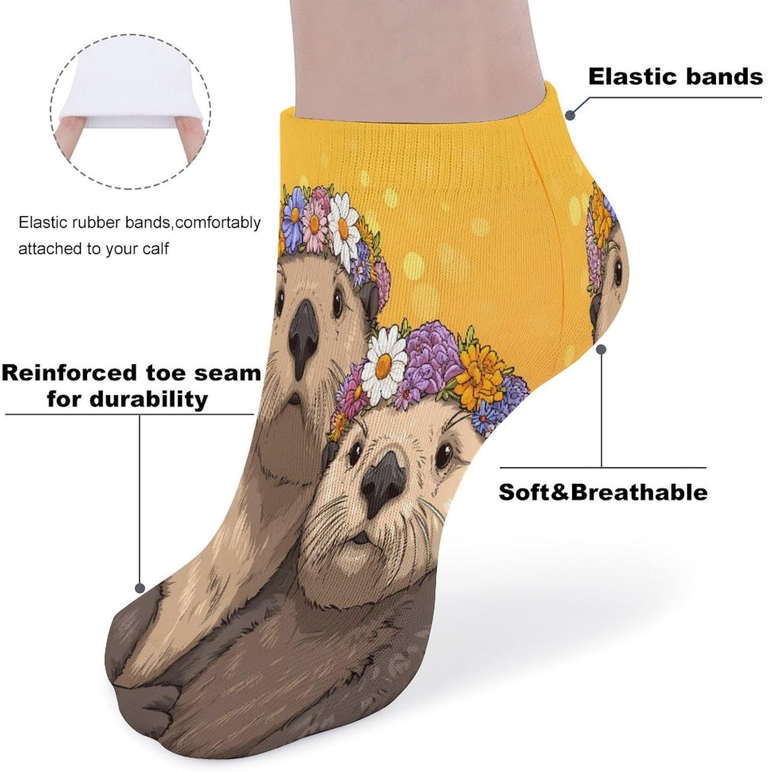 Cute Otter Socks for Men Women 5 Pairs Ankle Socks