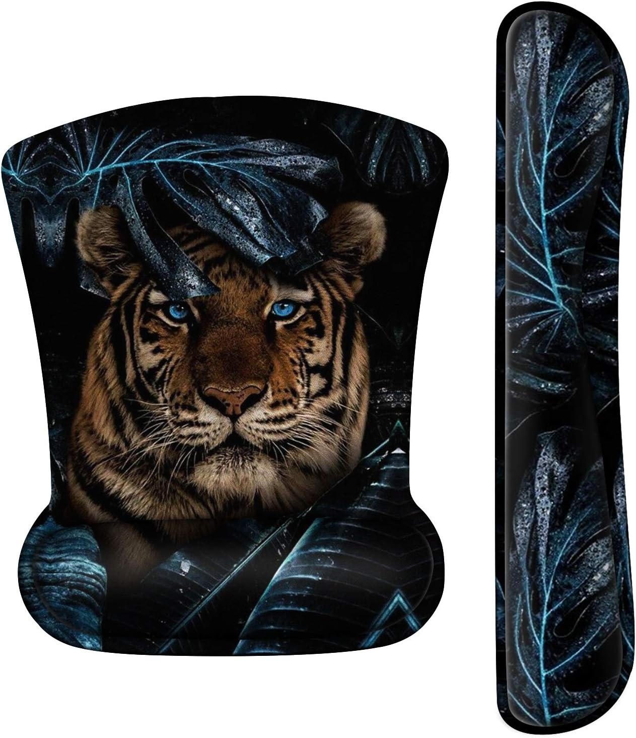 Mouse Pad with Wrist Support Ergonomic Gel, Keyboard Wrist Rest for Computer Keyboard with Raised Memory Foam for Desktop/Laptop/Notebook,Cute Cool Tiger Animals