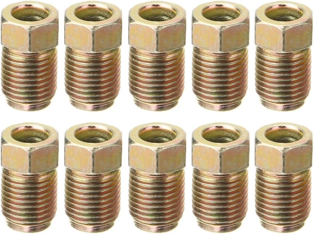 US 3/8-24 Inverted Flare Gold Zinc Tube Nut Fitting 3/16 Brake Line Tubing 20PC