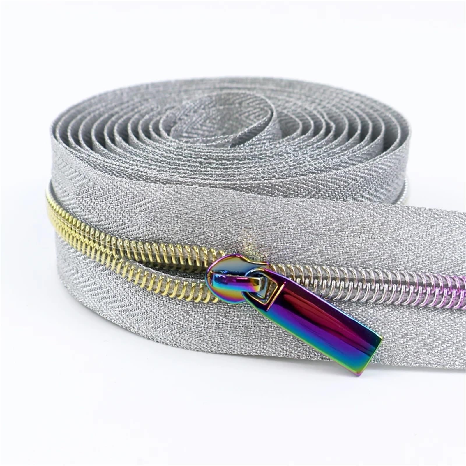 Two Way Separating Zipper, 1m No5 Multicolor Nylon Coil Two Way Zipper Tape Slider for Bag Clothing Repair Sewing(White)