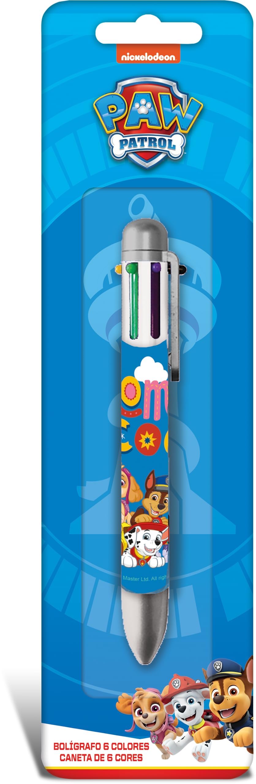 Paw Patrol Druckkugelschreiber – 6 Farben In Einem Stift, 0,5 Mm, Mit PAW Patrol Motiven