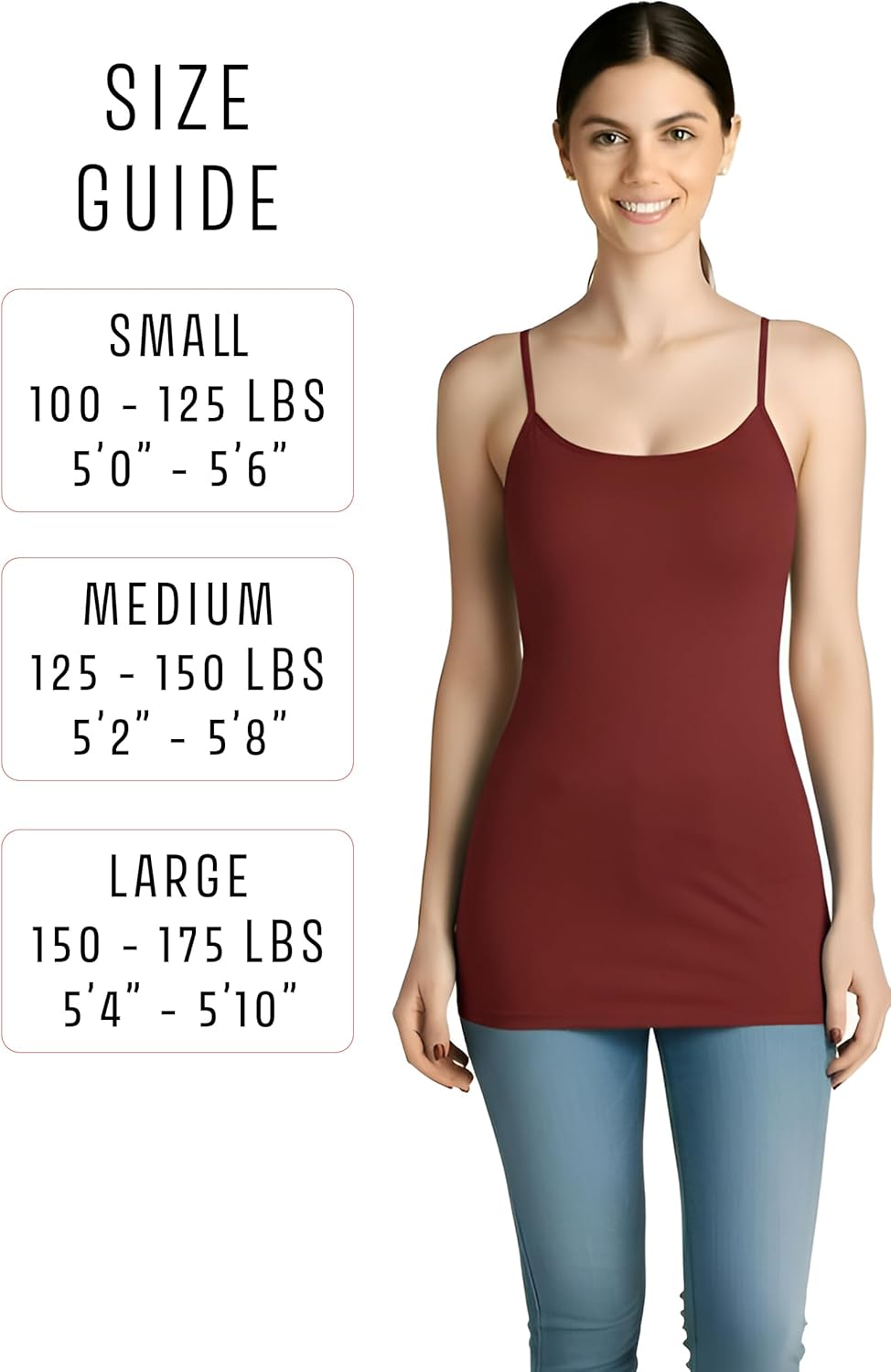 Emmalise Women Camisole Built in Bra Wireless Fabric Support Long Layering Cami