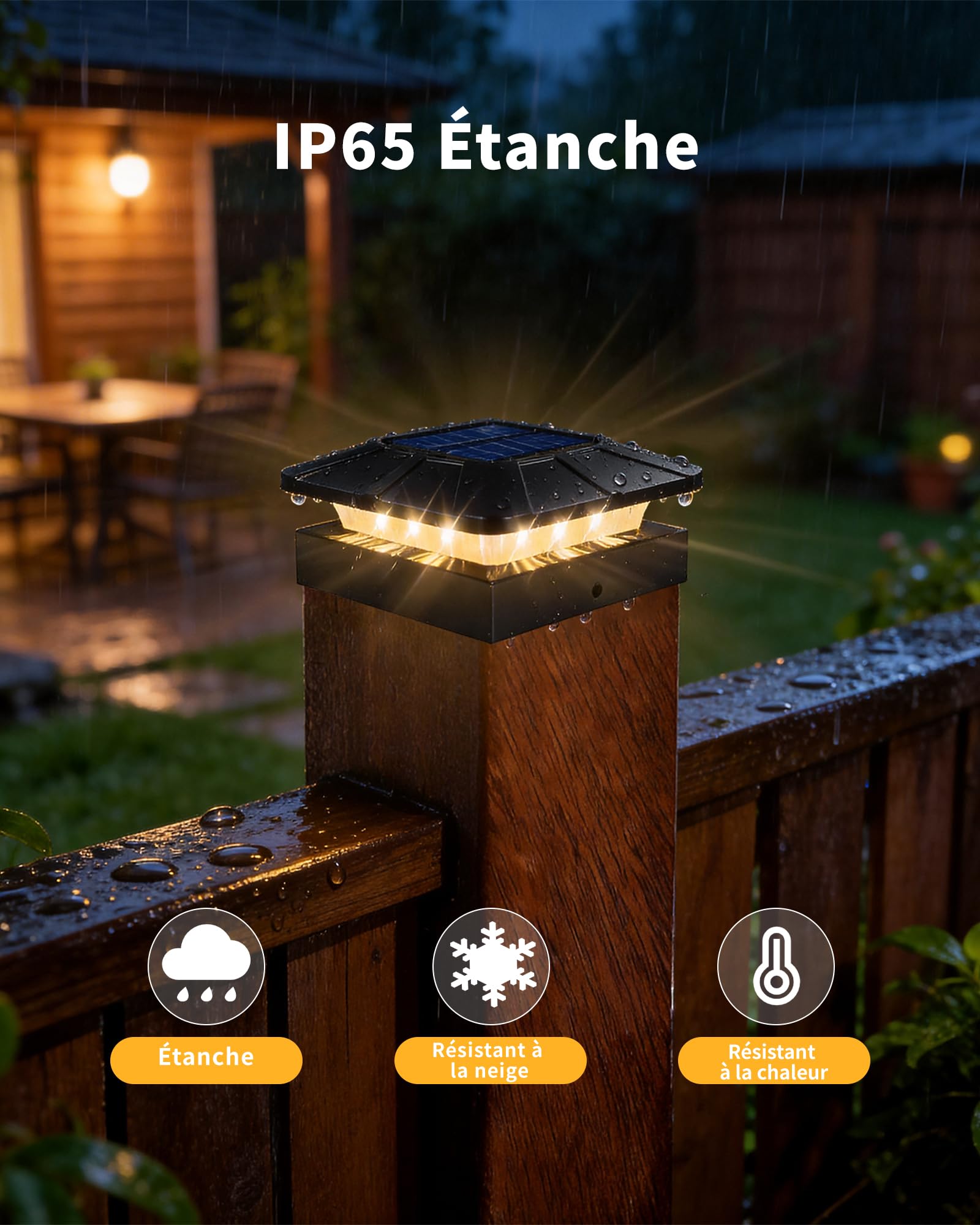 BRIMAX Lampe Solaire Poteau 10x10cm 3000K-6000K LED Étanche