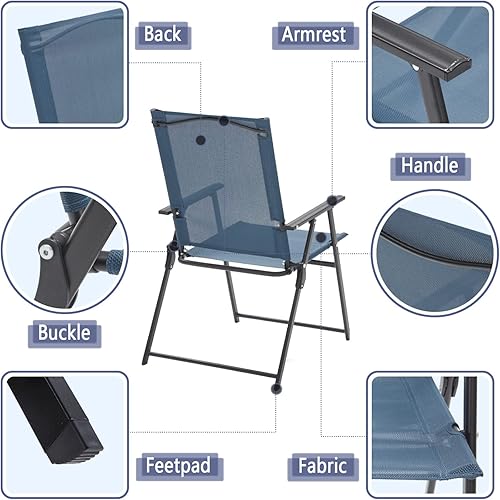 Miniatura 3 de VICLLAX Juego de comedor de patio de 5 piezas, 1 mesa de comedor cuadrada con agujero para paraguas y 4 sillas plegables para patio al aire libre