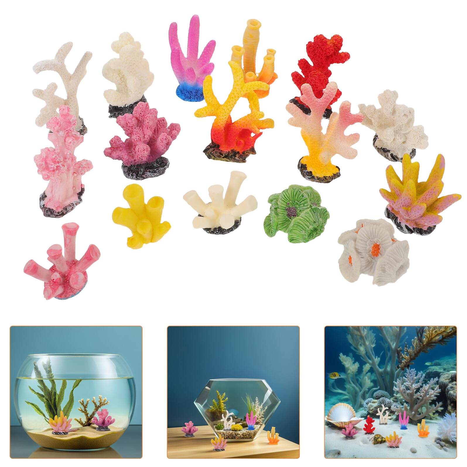 16 piezas para acuario de coral, decoración artificial, mini coral de resina duradera, cerca de la naturaleza, decoración de fácil cuidado, plantas de acuario para betta y