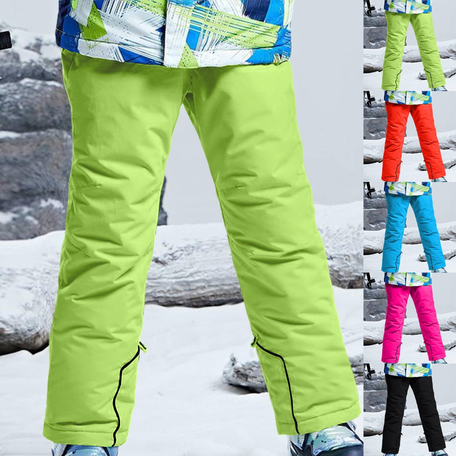 Pantalones de nieve para niños y niñas, cálidos, acolchados, impermeables, para esquí, senderismo, snowboard, unisex, cortavientos, gruesos, ropa deportiva