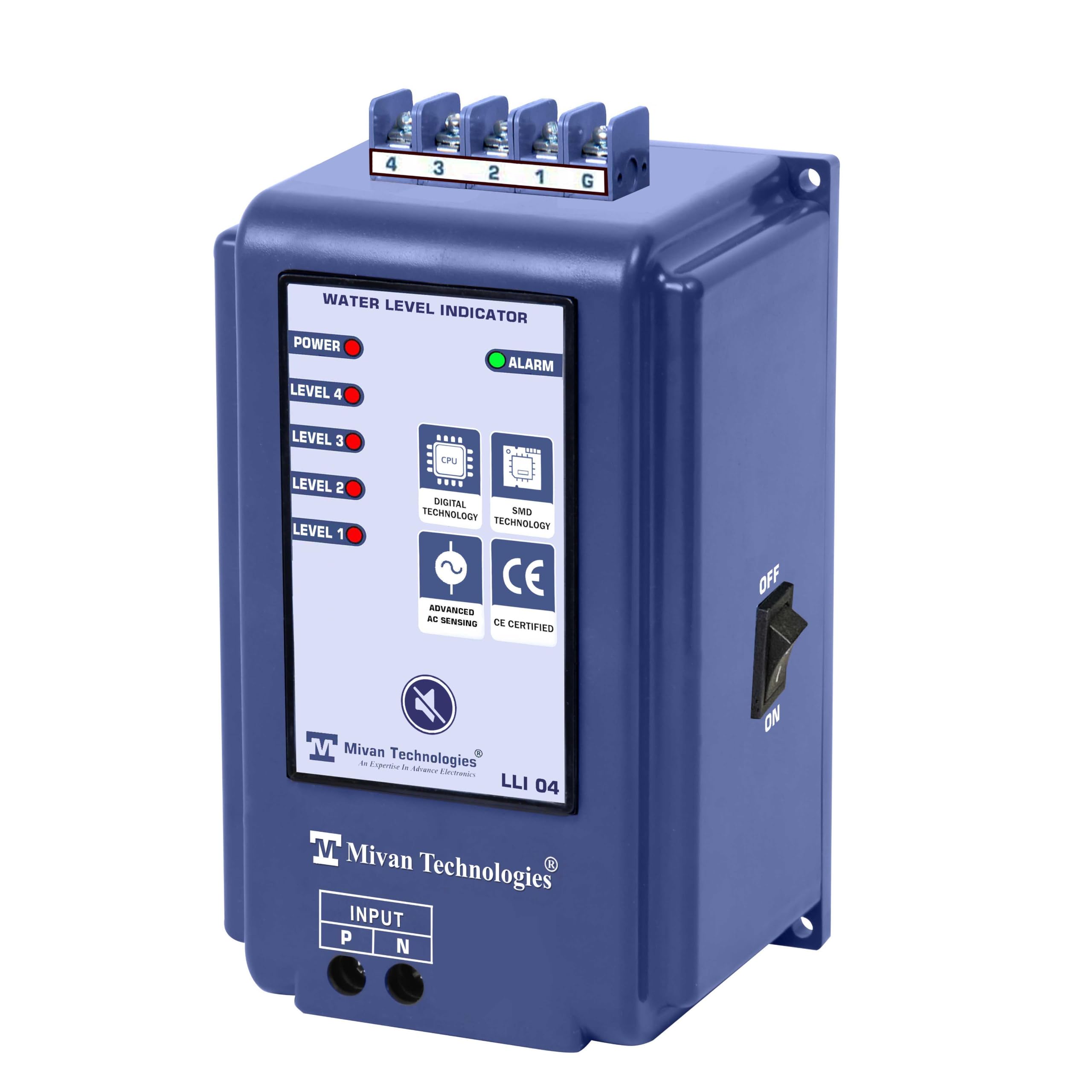 WLI 4 HD Water Level Indicator with 5 Stainless Steel Sensors | 4 Level LED Tank Monitoring System with Automatic Buzzer Alarm | Single Phase 220V–270V AC Control Unit-image-16