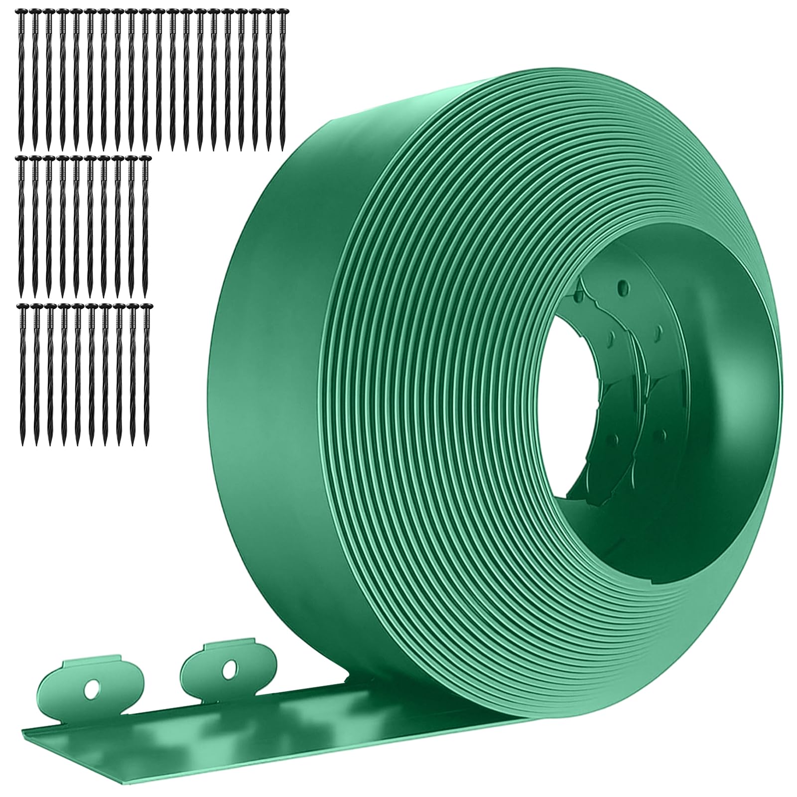 GreenWhim Garden Edging Border 32ft 10M Plastic Flexible Lawn Edging 6CM High with 40 Securing Pegs for Landscaping Flower Beds and Garden Borders (Green)