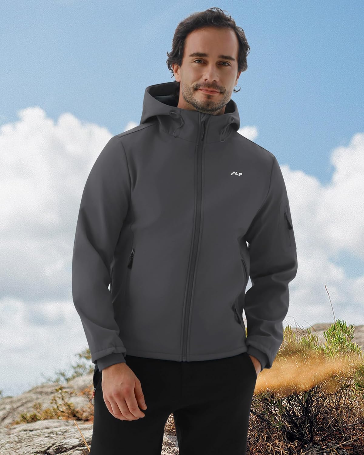 WULFUL Men's Lightweight Softshell Jacket Warm Fleece Lined Windbreaker Waterproof Soft Shell for Outdoor Hiking - Image 3