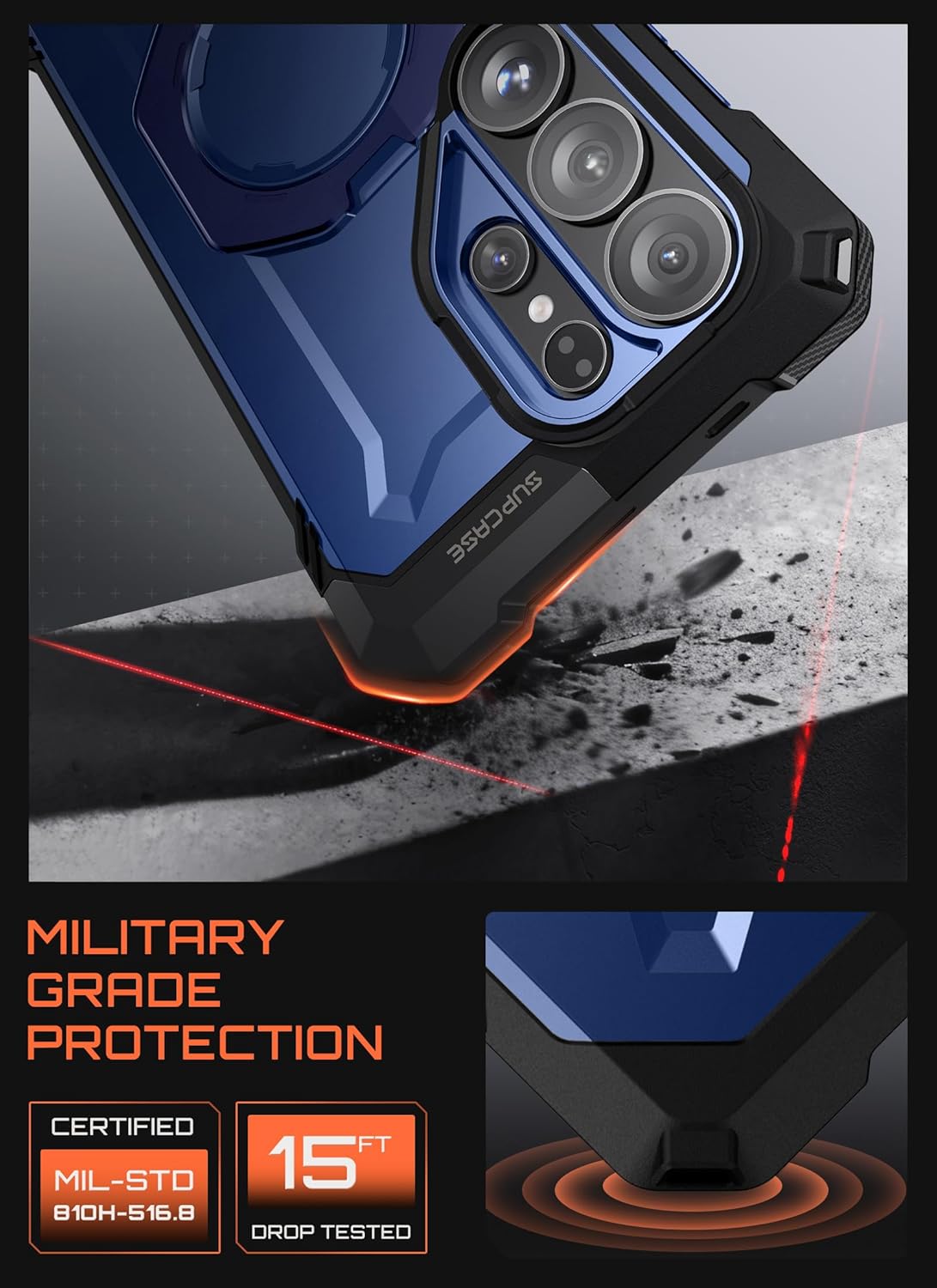 SUPCASE for Samsung Galaxy S26 Ultra Case with Kickstand (Unicorn Beetle Grip), [Wireless Charge Compatible] [Military-Grade Protection] Heavy-Duty Magnetic Phone Case for S26 Ultra 6.9 Inch, Cobalt