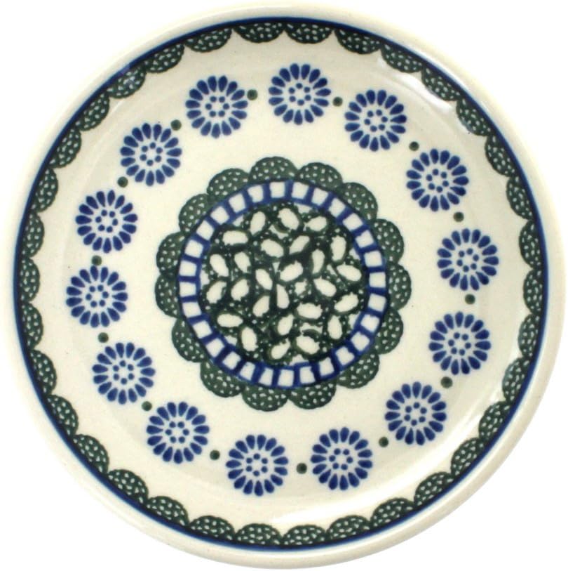 Blue Rose Polish Pottery - Red Hummingbird Saucer - 6.25" Diameter - Perfect for Espresso, Cappuccino or Snacks