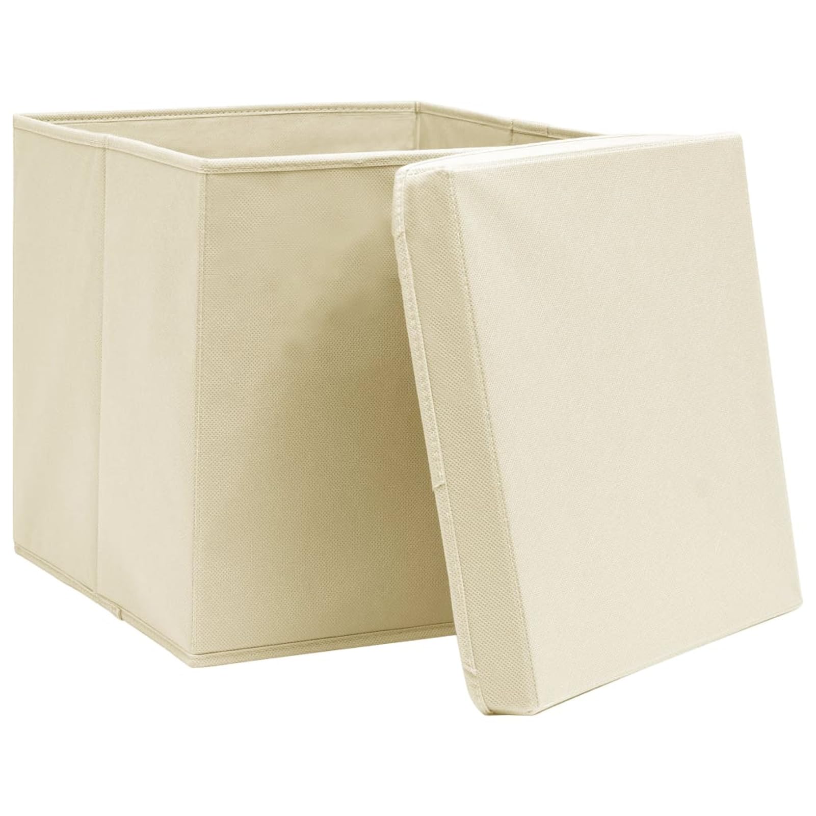 Aufbewahrungsboxen mit Deckel 10 STK Spielzeugkiste, Aufbewahrungskiste, Kleideraufbewahrung, Kleideraufbewahrung & Organisation, Creme 32x32x32 cm Stoff