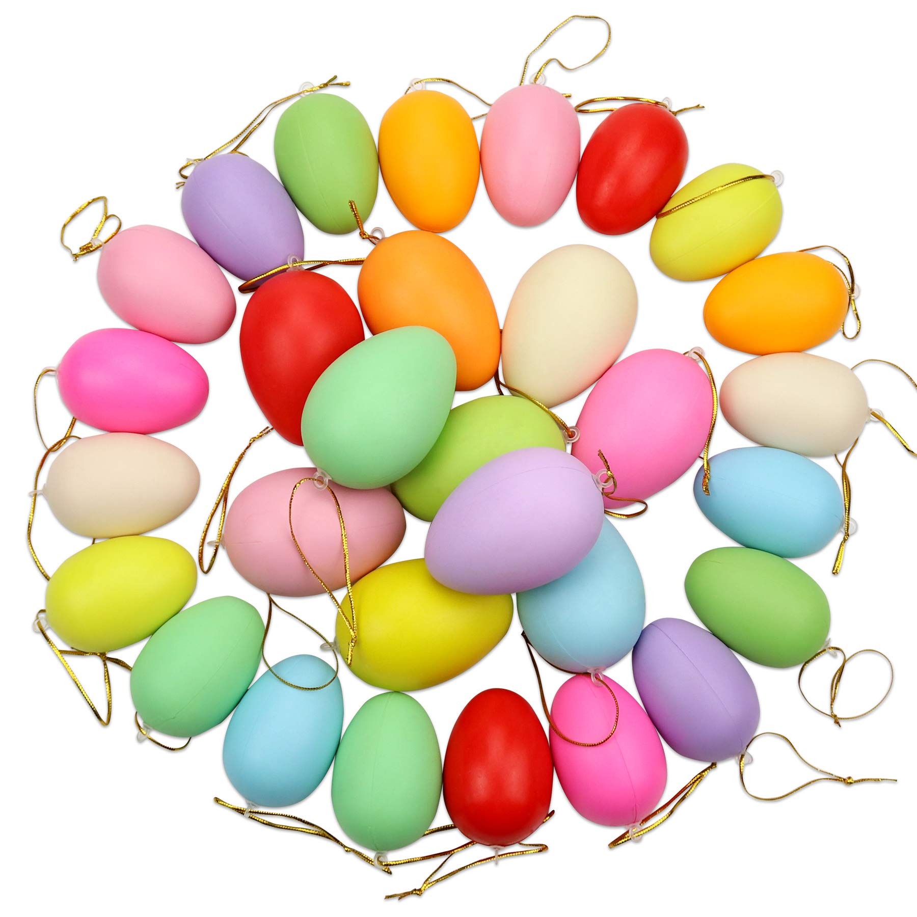 Huevos de Pascua colgantes de plástico para decoración de hogar y fiestas, pack de 30 unidades