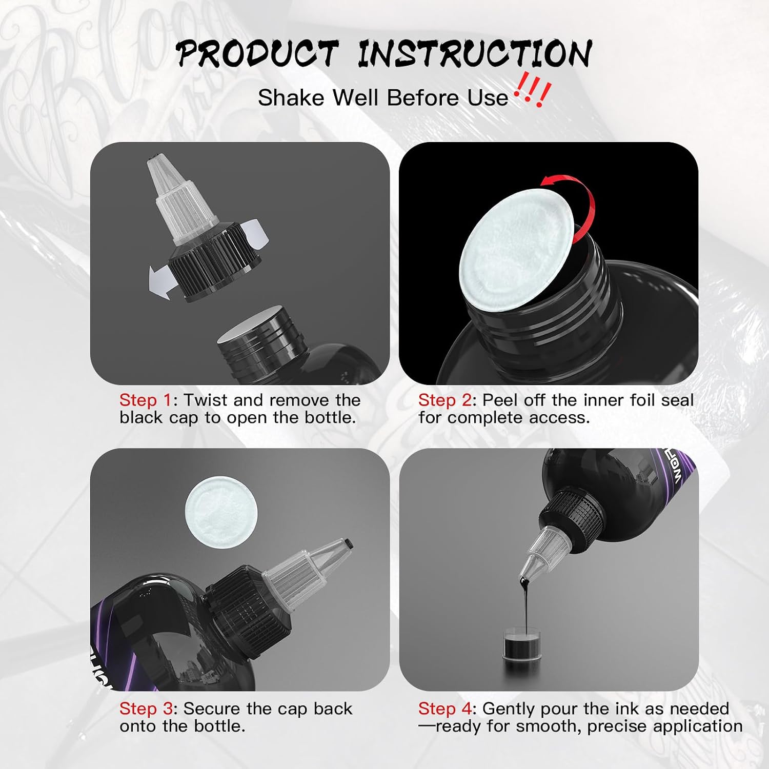 WORMHOLEPRO Endless Black 240ml (8oz) Professional Tattoo Ink, Ultra-Deep Black Ink for Shading, Linework & Blackout Tattoos – High-Density, Vegan – Bulk Tattoo Ink