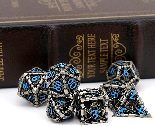 Miniatura 4 de DND Juego de dados de rol, Dungeons and Dragons Dice ZHOORQI 7 piezasjuego de dados de metal para la parca D&D poliédricos RPG D&D para MTG