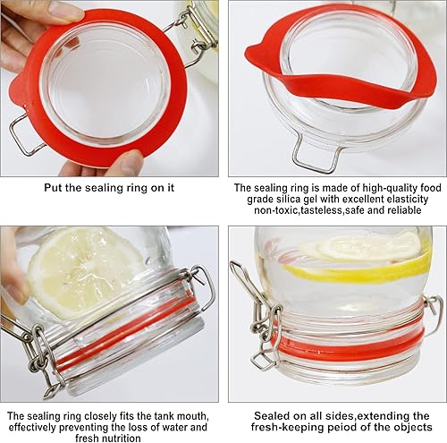 Miniatura 3 de JUN 12 juntas de silicona de repuesto para frascos, sellos de goma de grado alimenticio, anillos herméticos de sellado de juntas de silicona de 3.75