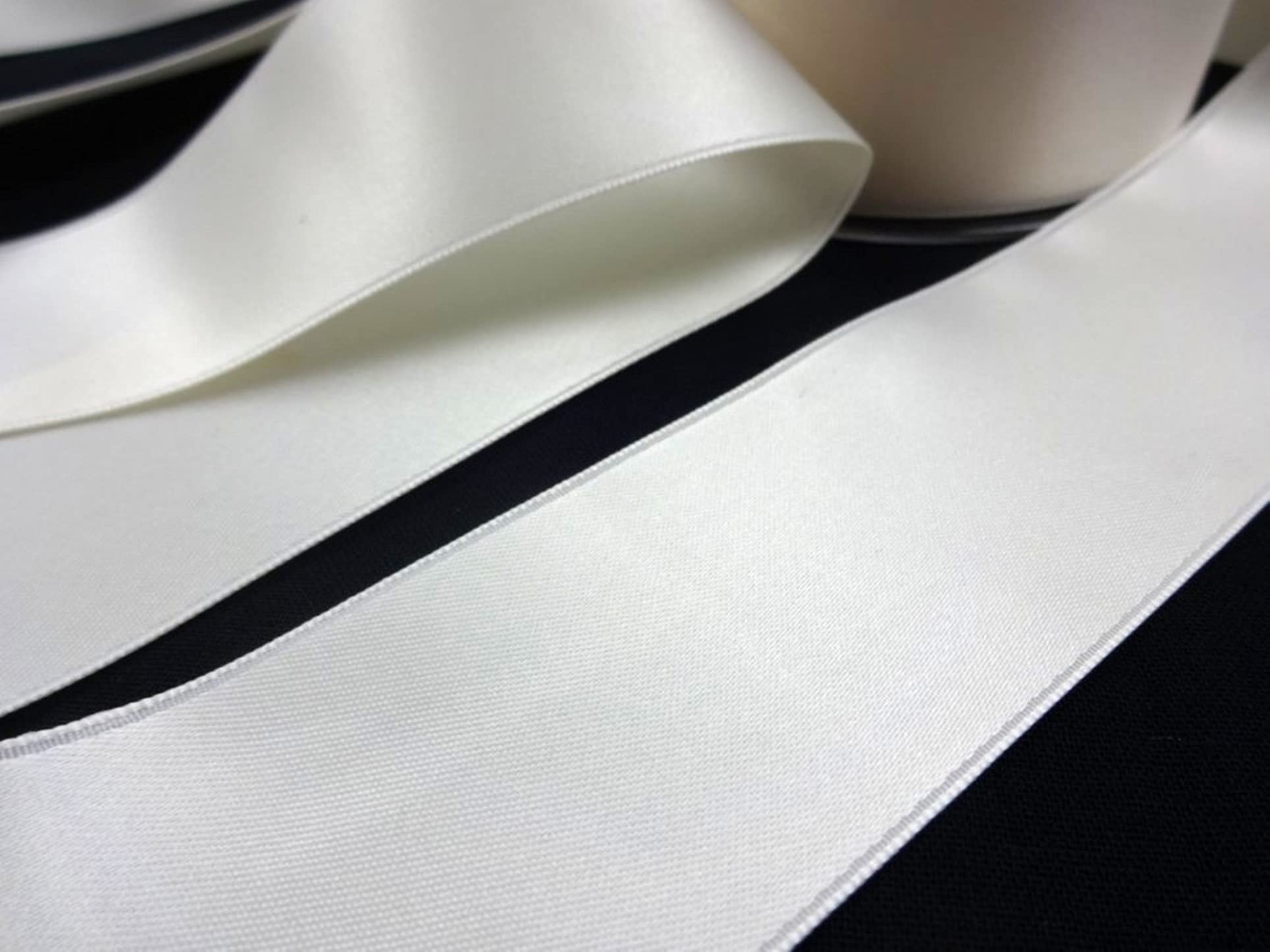 Double Sided Faced Satin Ribbon Size 50mm x 10 Meters (Off White) Perfect for Gifts Wrap Sew Party, Decorations Events Dress Wedding Christmas Crafts, Bows Car, DIY, Bouquets, Cake More