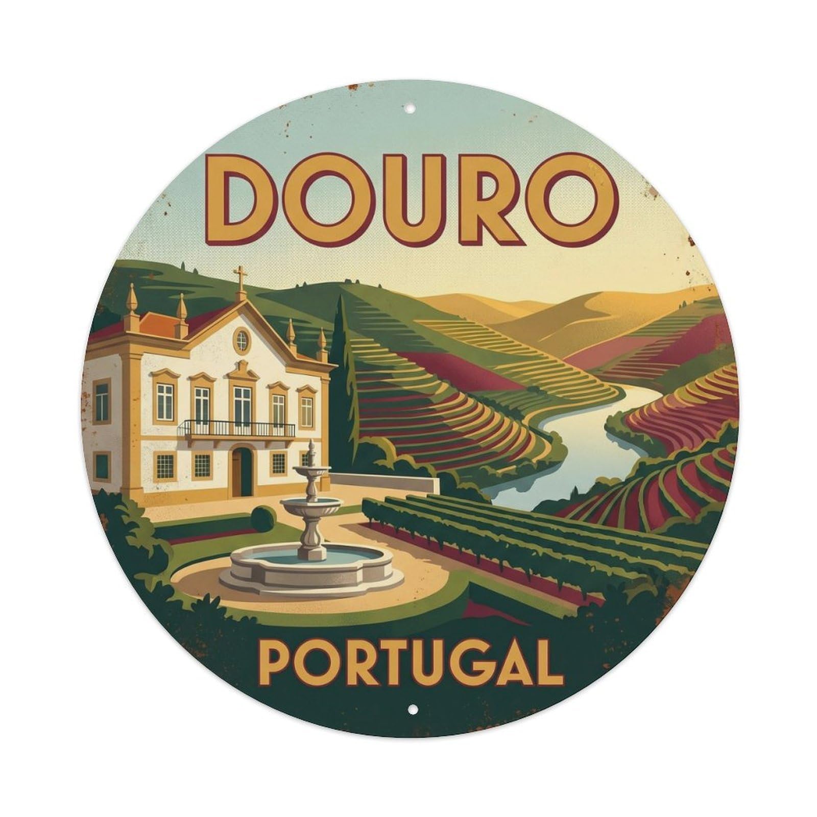 Olhnbad Style Portugal Douro Quinta Estate Portuguese Heritage Metal Tin Sign