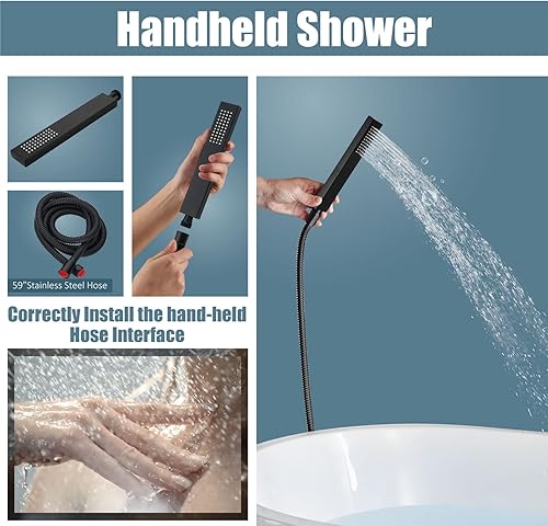 Miniatura 4 de Aolemi Grifo de bañera independiente para montaje en el suelo, con rociador de mano, mango único, grifos de baño de pie independientes, caño Mate