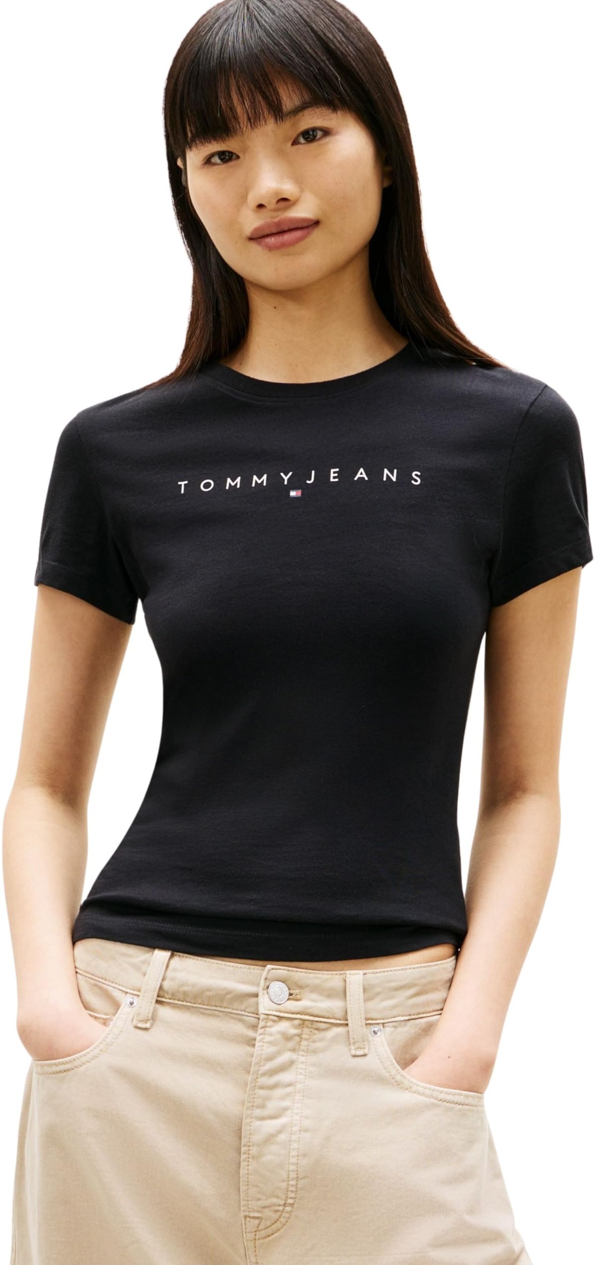 Tommy Jeans Damen T-Shirt Kurzarm Linear Slim Fit
