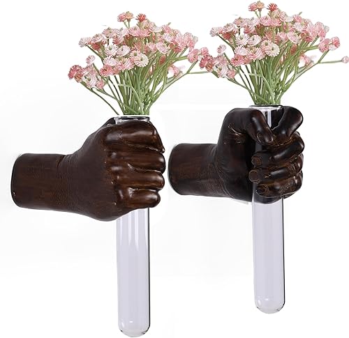 Miniatura 15 de 2 piezas de esculturas de pared, florero de manos para decoración del hogar, escultura artística de montaje en pared, estatua de arte de pared Oro