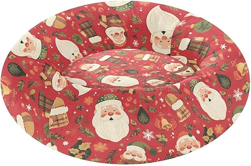 Wudan Pet Cat Bed Donut Cuddler Fluffy Cat Pillow Bed for Medium Size Pets Sleeping XS Christmas Plaid Santa Claus