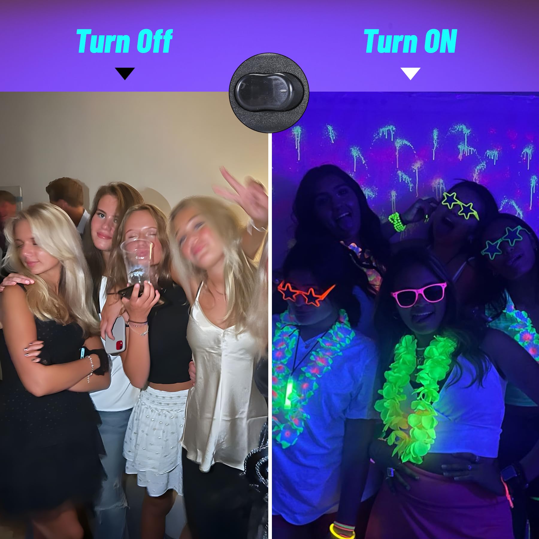 4 Stück 150W UV Schwarzlicht LED Strahler IP66 Wasserdichte Blacklight für Party Halloween Deko