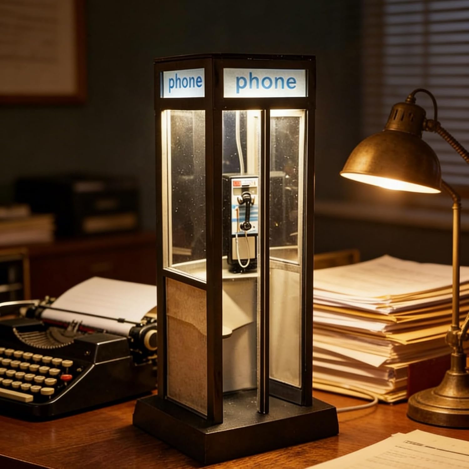 Retro Vintage Tall Phonebooth Lamp, 2026 Upgrade Retro Booth Rechargeable LED Night Lamp, Vintage Desk Night Light, for Bedroom, Office, Collectors, Unique RetroHome Decor Gift (1pcs)