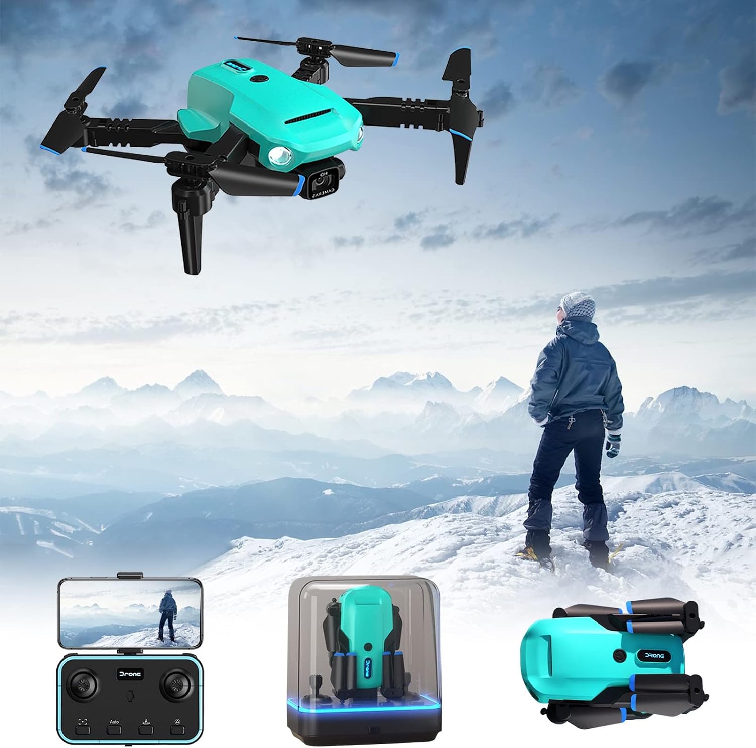 Mini dron FPV plegable con cámara WiFi 1080P para adultos y niños ...