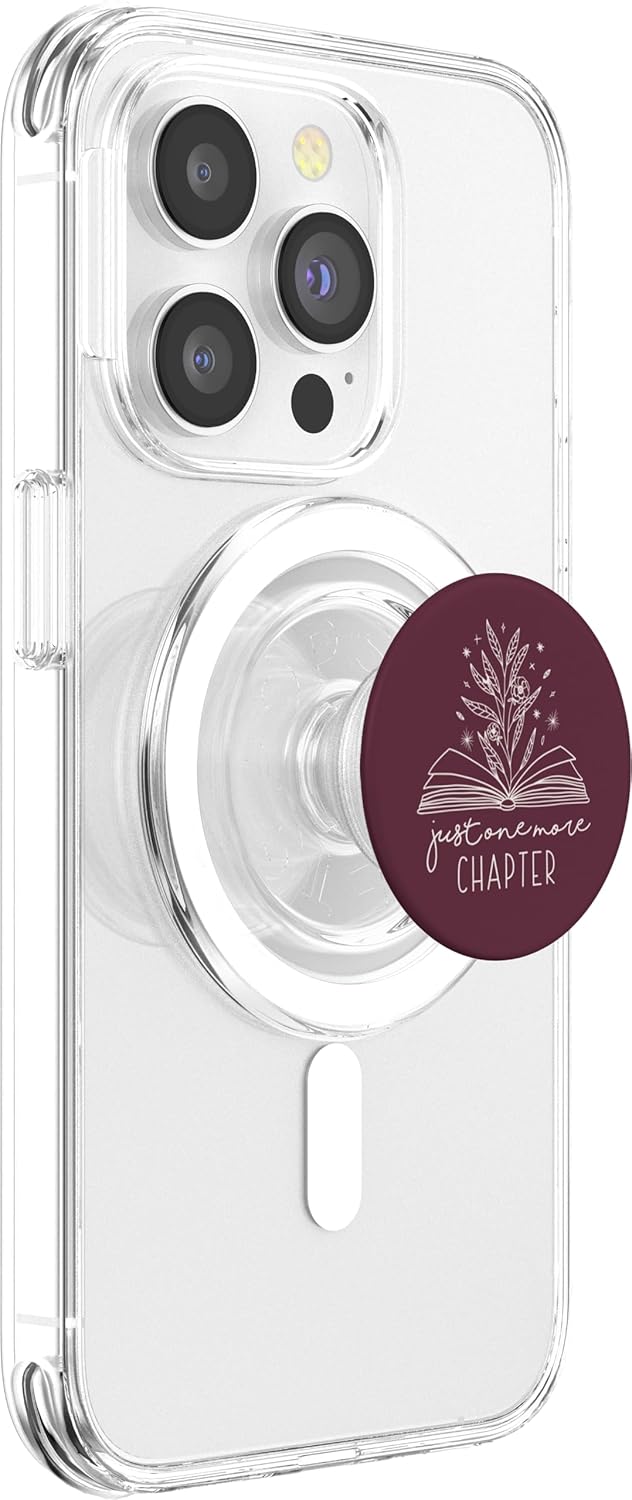 Just One More Chapter - Floral Book Lover Reading (Burgundy) PopSockets MagSafe PopGrip for iPhone