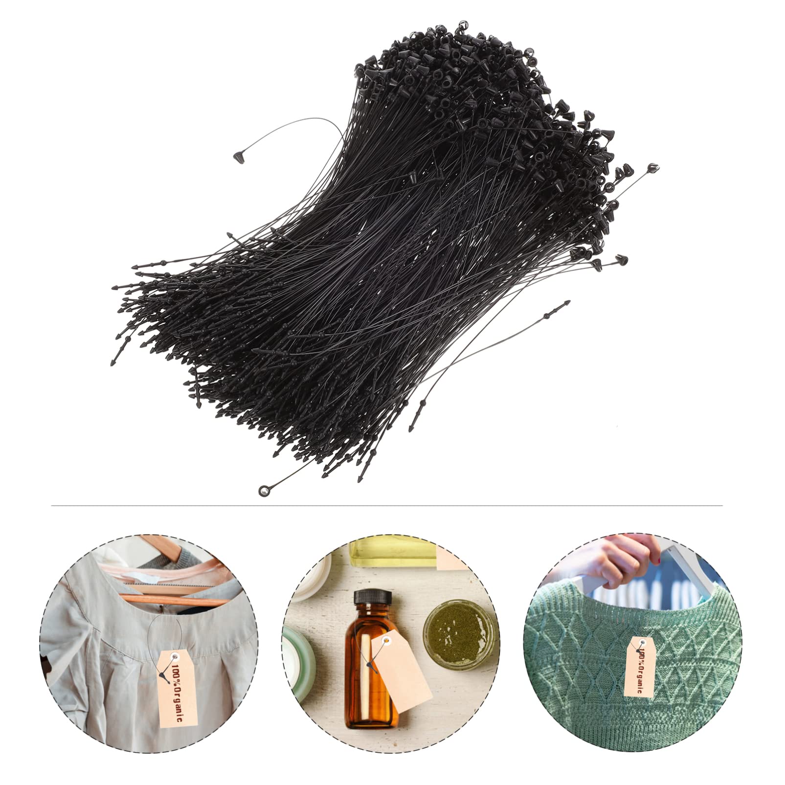 NAMOARLY 2 Trademark Tag Rope Prong Fasteners Hanging Tag Loop Label Ties Tag Fastener Hook Ties Tags Fastener Tag Labels Spring Ties Universal Plastic