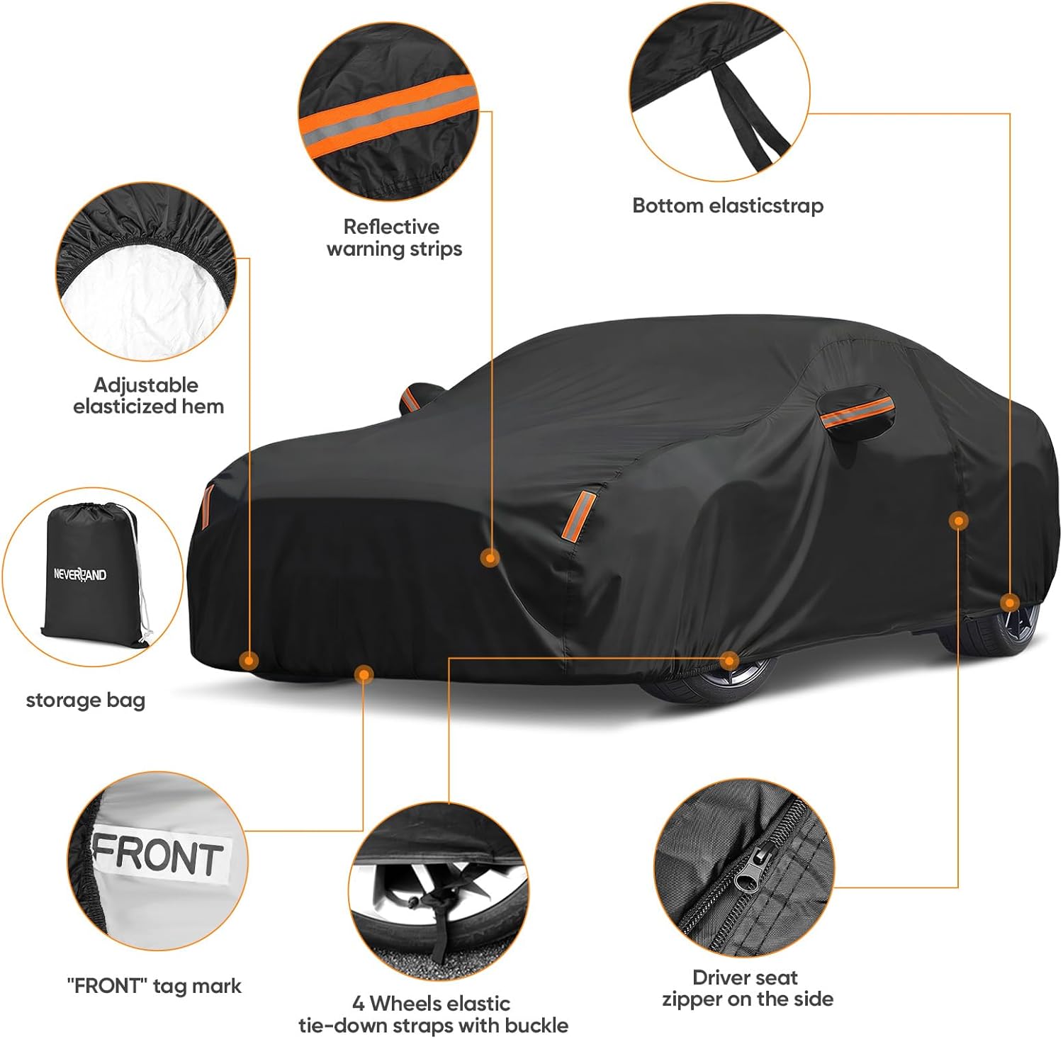 Car Cover Custom Fit for Ford Mustang 1994-2026, Outdoor Waterproof All Weather Heavy Duty Full Exterior GT Cover for Sun Rain Snow UV Dust Protection with Door Zipper