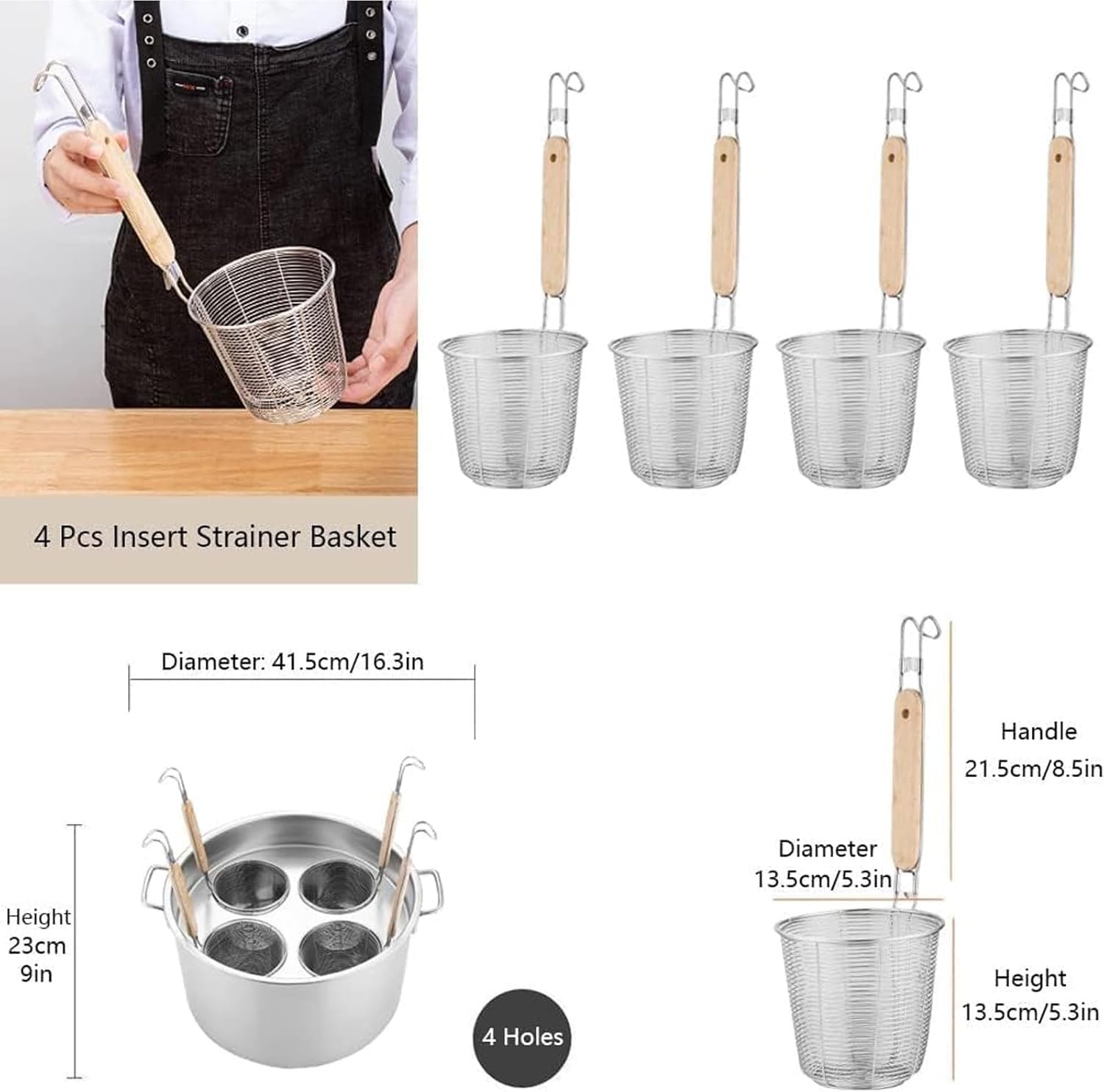 Multifunctional Pasta Cooker with Divider & Colander Strainer - Stainless Steel Stock Pot for Home & Commercial Kitchen Cooking