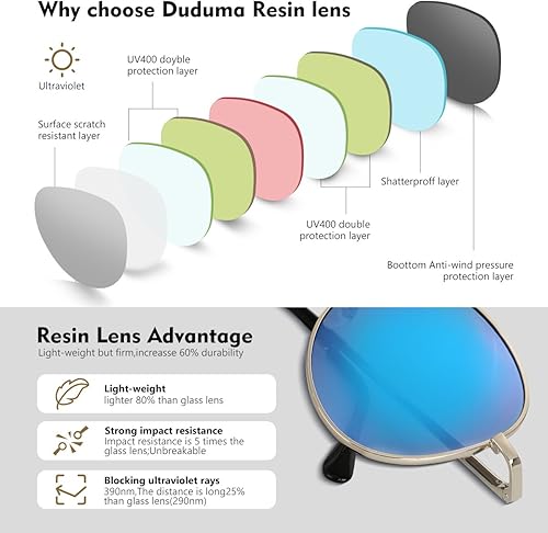 Vista 6 de Duduma Premium Classic Sunglasses Mirrored Lens Sunglasses for Men Women Sun glass shades UV400 Protection