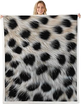 Homewish Leopard Skin Throw Blanket Snow Leopard Fur Fleece Blanket Wild Animals Bed Blanket for Couch or Bed 3D Cheetah Blanket Soft Warm Lightweight for Kids Adults Women Gift40x50 Inches