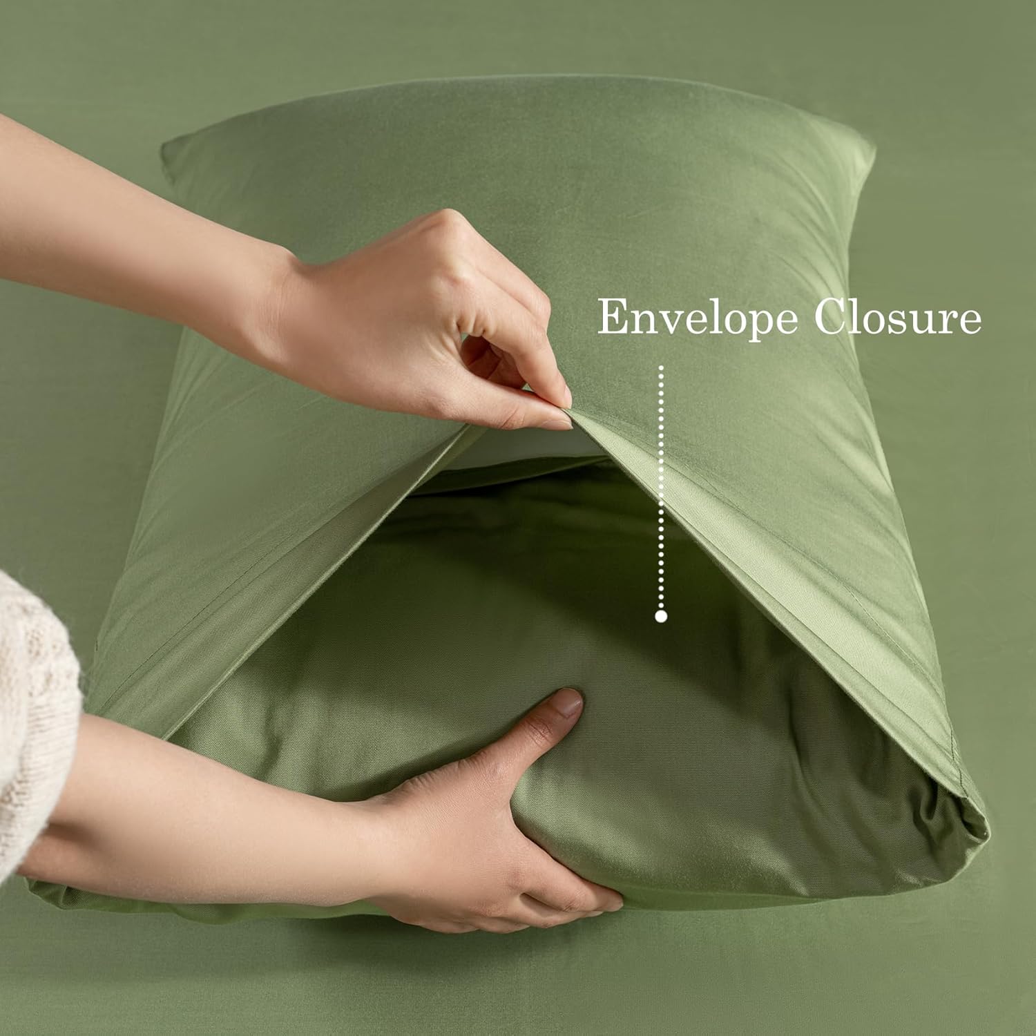 Yibeizi Olive Green 100% Viscose Derived from Bamboo Sheet Set King Size, 4 Pieces Cooling Silky Bed Sheets for Hot Sleeper, Luxury Soft Deep Pocket Fitted Bedsheets - Image 3