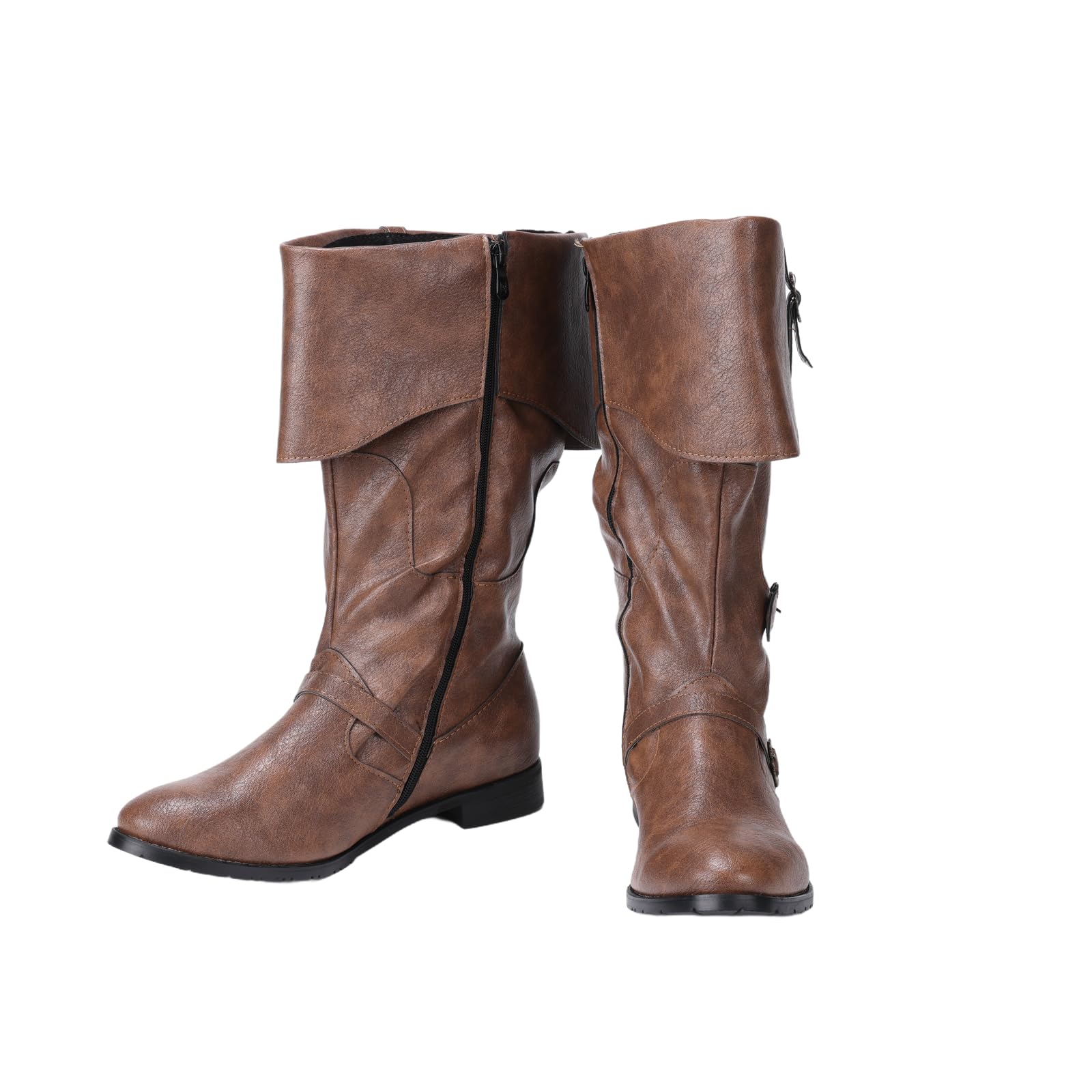 Bottes médiévales à enfiler pour homme et femme style Renaissance gothique mi-mollet pour Halloween Cosplay