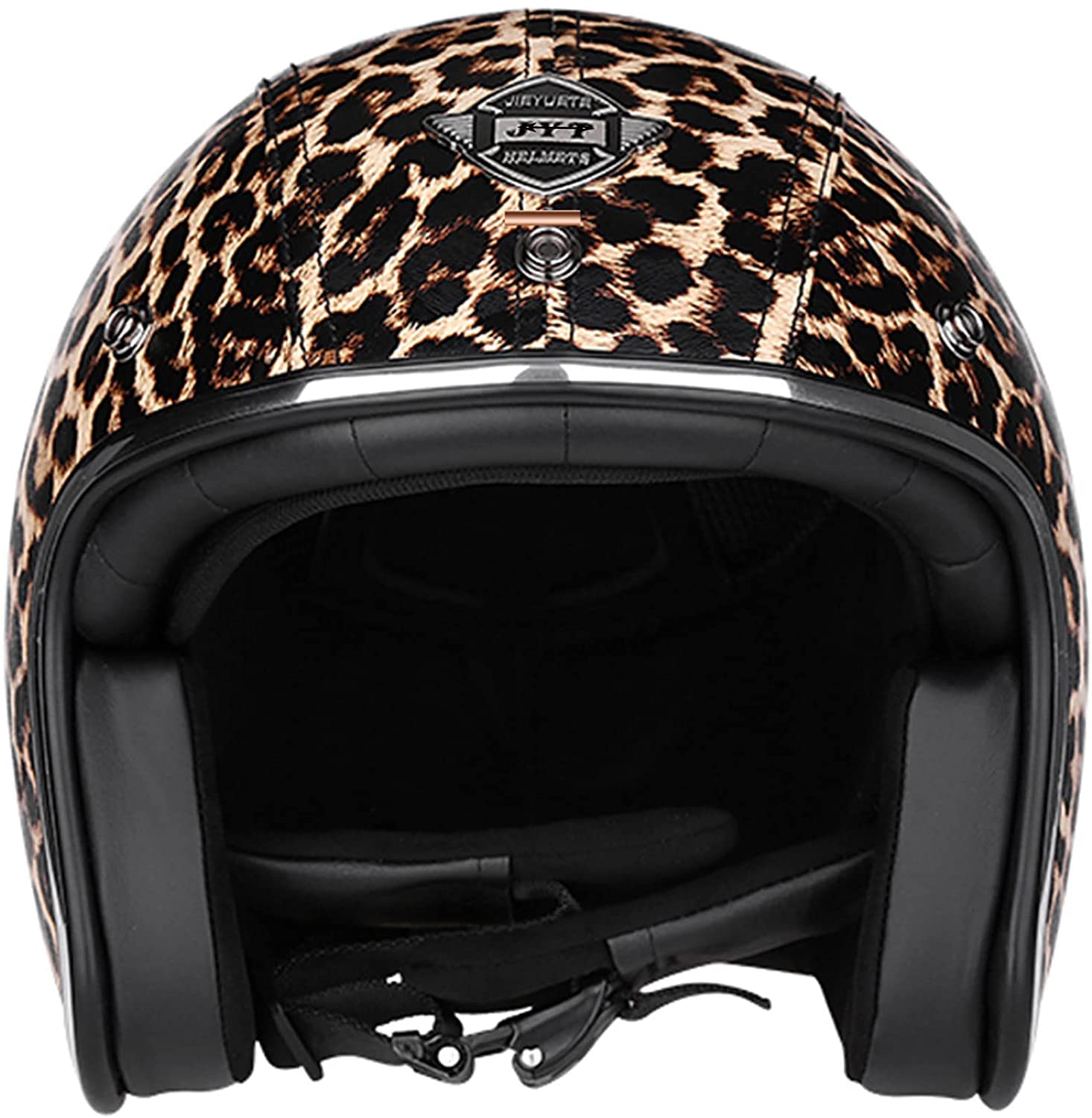 Sexy Leopard Pattern Adulto Retro Moto Casco Mezzo DOT Approvato Uomo Donna Moto Vintage Open Face Casco cap Half Shell Helmet + Occhiali per Bicycle Cruiser