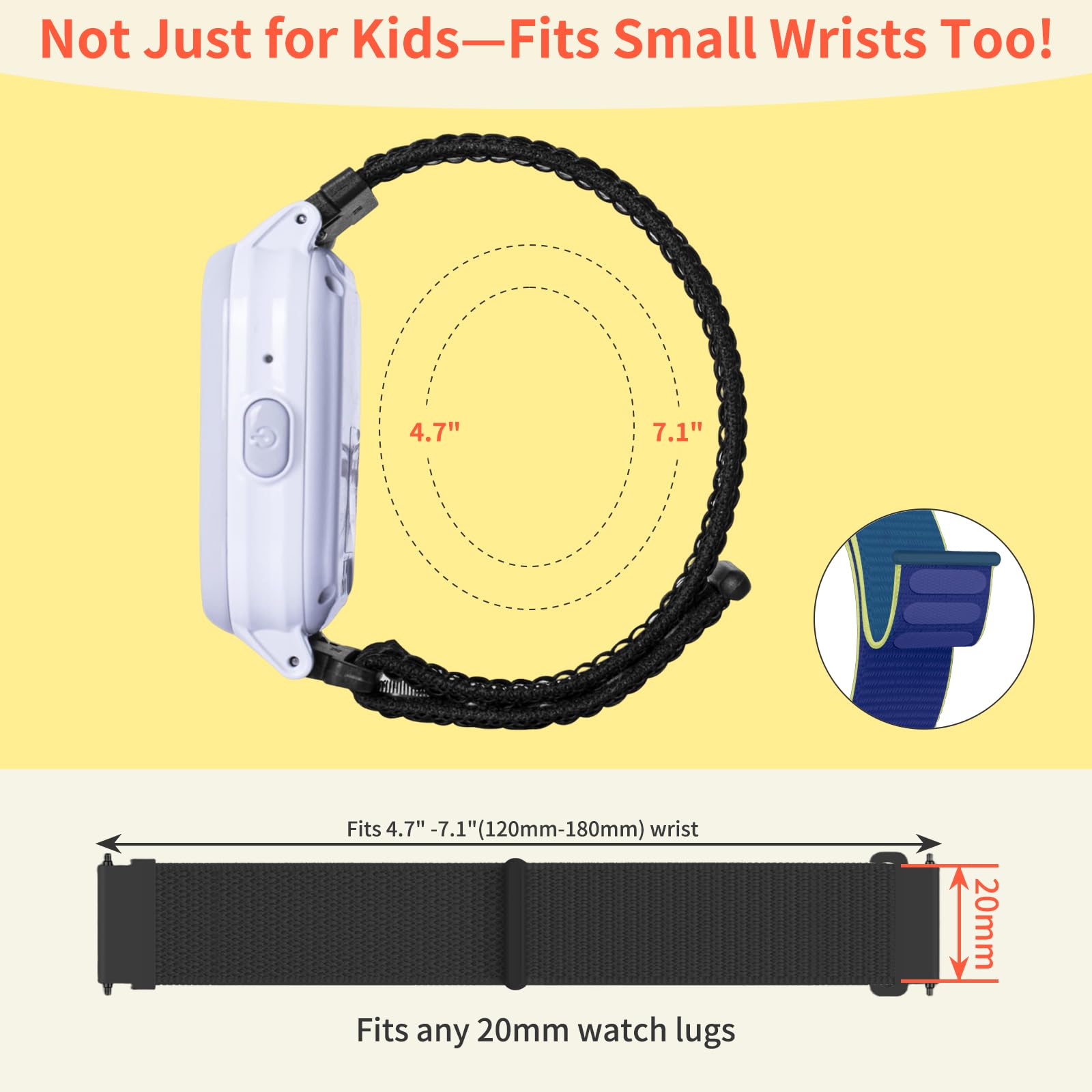 chinbersky 5 sztuk nylonowych bransoletek typu loop, kompatybilne z Xplora X6 Play / Anio 6, dla dzieci, smartwatch, zapięcie na rzepy, dla dziewcząt i chłopców, regulowany, pleciony pasek do Xplora