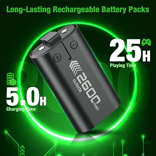 Miniatura 3 de Powerextra Paquete de baterías de carga rápida para control Xbox, baterías recargables de 4 x 2600 mAh para Xbox Series XSOne XSElite, estación de