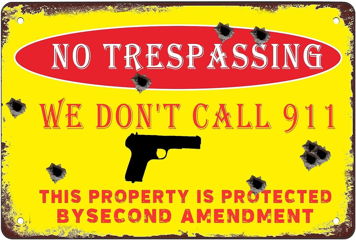 Funny No Trespassing Metal Sign, Retro We Dont Dial 911 We Call The Coroner Poster, Vintage Adventurecore Decor, Hilarious Terrorwave Wall Art Gift, Custom Home Plaques For A Stylish Office