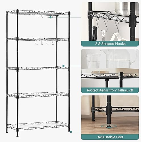 Miniatura 56 de SONGMICS Estantes de almacenamiento de 6 niveles, estantería de alambre, estantes de metal de cocina, estante de almacenamiento con estantes