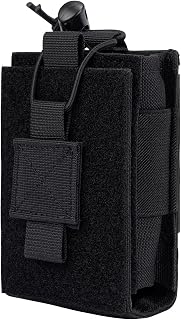 Adjustable Radio Pouch MOLLE Radio Holder for Tactical Duty Belt Two Ways Radio Holster Walkie Talkies Case Rifle Mag Carrier 5.56mm 7.62mm Magazine Nylon Carry Bag for Police Security Rescue