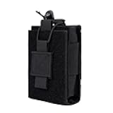 Dotacty Adjustable Radio Pouch MOLLE Radio Holder for Tactical Duty Belt Two Ways Radio Holster Walkie Talkies Case Rifle Mag Carrier 5.56mm 7.62mm Magazine Nylon Carry Bag for Police Security Rescue